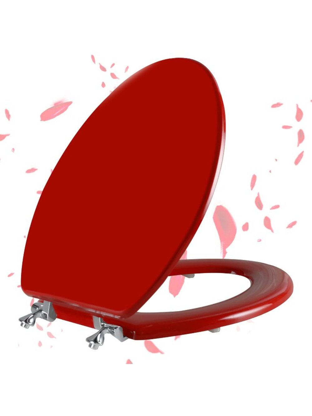 Angol Shiold Wood Toilet Seat, Red, Elongated
